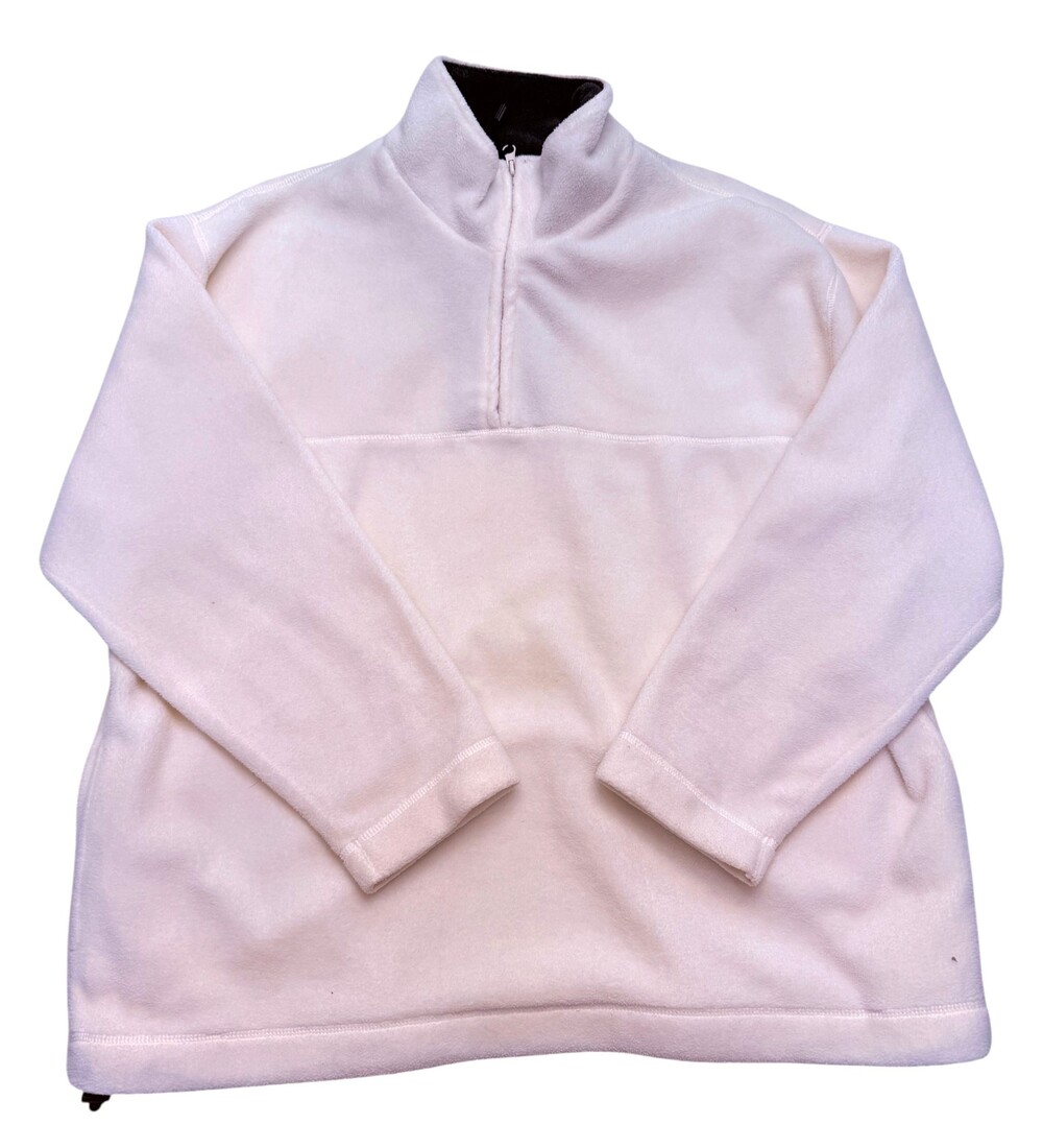 St. John's Bay Men's XL Ivory Fleece 1/4 Zip Pullover Charcoal Collar Outdoor